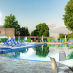 outside swimming pool of hotel Bulgaria in Petrich