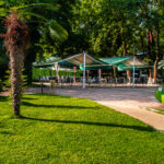 Garden and outside restaurant in hotel Bulgaria in Petrich